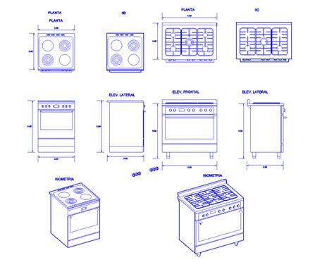 gas stove elevation autocad block